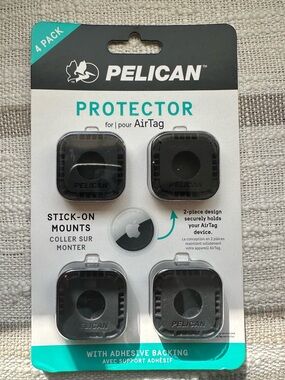 Pelican Protector Stick-On AirTag Mounts – Black (4 Pack)